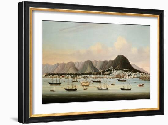 A View of Victoria, Hong Kong, with the Hulk H.M.S Princess Charlotte-null-Framed Giclee Print