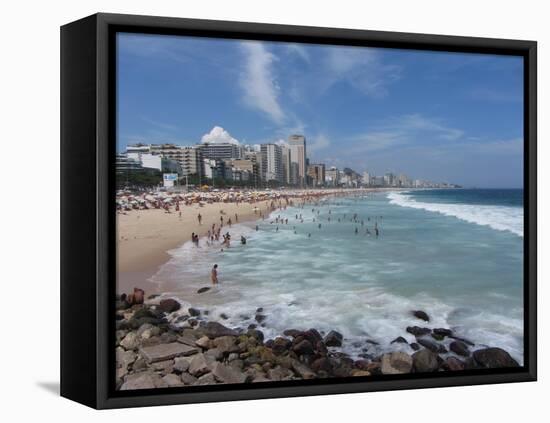 A View Over Leblon and Ipanema Beaches in Rio De Janeiro-Alex Saberi-Framed Premier Image Canvas