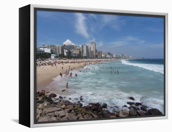 A View Over Leblon and Ipanema Beaches in Rio De Janeiro-Alex Saberi-Framed Premier Image Canvas