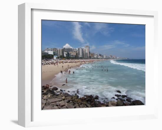 A View Over Leblon and Ipanema Beaches in Rio De Janeiro-Alex Saberi-Framed Photographic Print