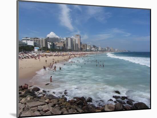 A View Over Leblon and Ipanema Beaches in Rio De Janeiro-Alex Saberi-Mounted Photographic Print