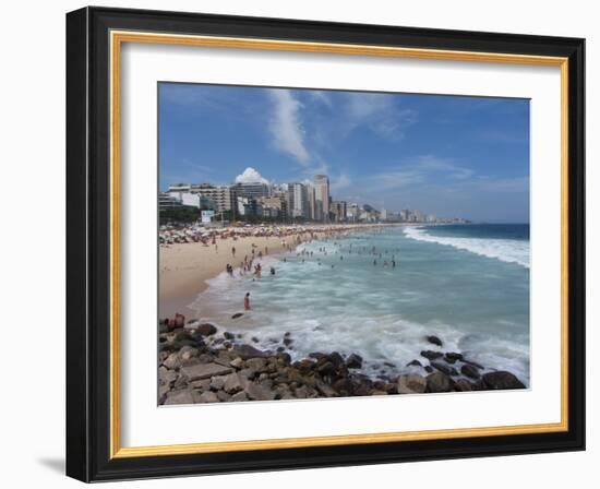 A View Over Leblon and Ipanema Beaches in Rio De Janeiro-Alex Saberi-Framed Photographic Print