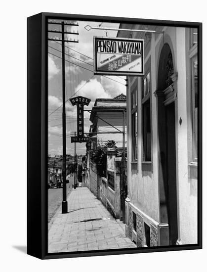 A View Showing a Typical Street in Sao Paulo-John Phillips-Framed Premier Image Canvas