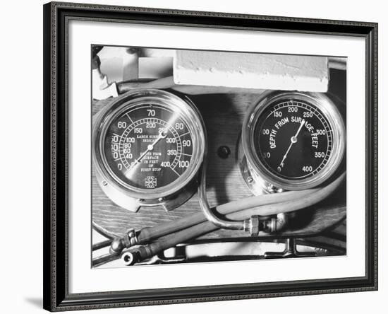 A View Showing Depth Gages Aboard the Submarine R-14-Carl Mydans-Framed Premium Photographic Print
