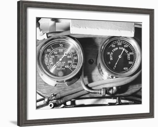 A View Showing Depth Gages Aboard the Submarine R-14-Carl Mydans-Framed Premium Photographic Print