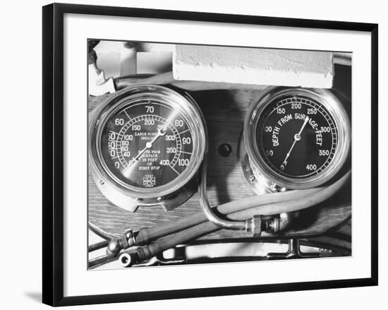 A View Showing Depth Gages Aboard the Submarine R-14-Carl Mydans-Framed Premium Photographic Print