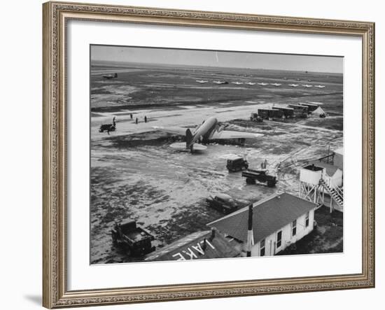 A View Showing Navy Dive Bomber Squadrons at Lake Charles Airport-Dmitri Kessel-Framed Premium Photographic Print