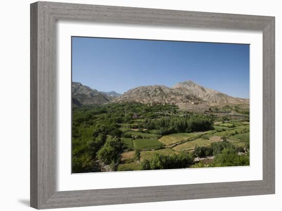 A village and terraced fields of wheat and potatoes in the Panjshir valley in Afghanistan, Asia-Alex Treadway-Framed Photographic Print