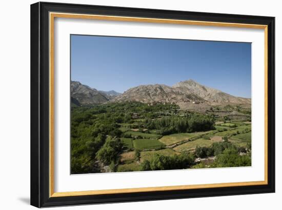 A village and terraced fields of wheat and potatoes in the Panjshir valley in Afghanistan, Asia-Alex Treadway-Framed Photographic Print