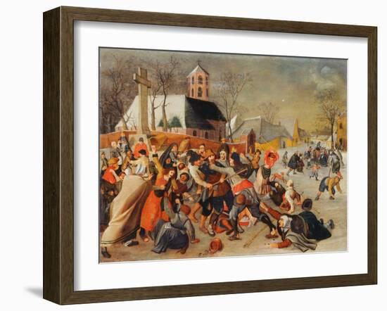 A Village Brawl (Oil on Panel)-Sebastian Vrancx-Framed Giclee Print