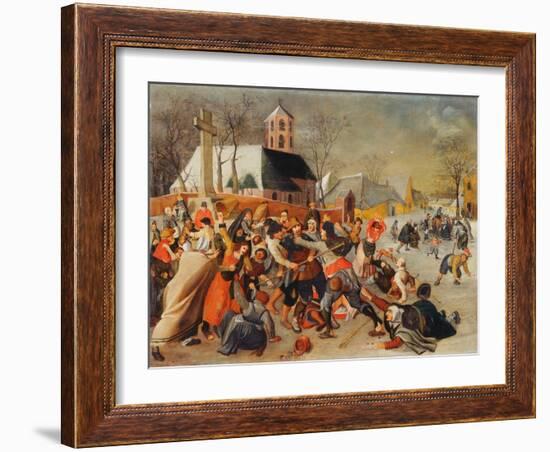 A Village Brawl (Oil on Panel)-Sebastian Vrancx-Framed Giclee Print