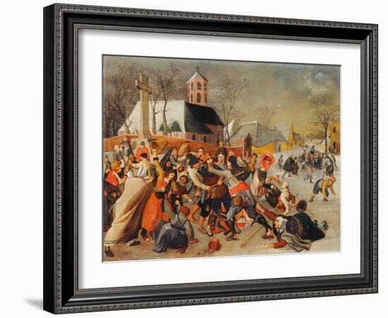 A Village Brawl (Oil on Panel)-Sebastian Vrancx-Framed Giclee Print