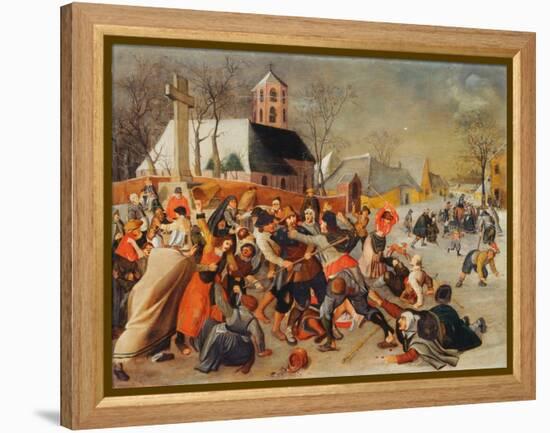 A Village Brawl (Oil on Panel)-Sebastian Vrancx-Framed Premier Image Canvas