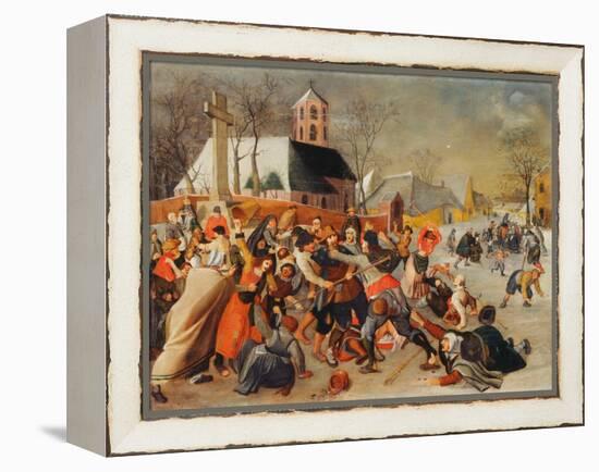 A Village Brawl (Oil on Panel)-Sebastian Vrancx-Framed Premier Image Canvas