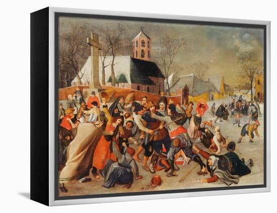 A Village Brawl (Oil on Panel)-Sebastian Vrancx-Framed Premier Image Canvas