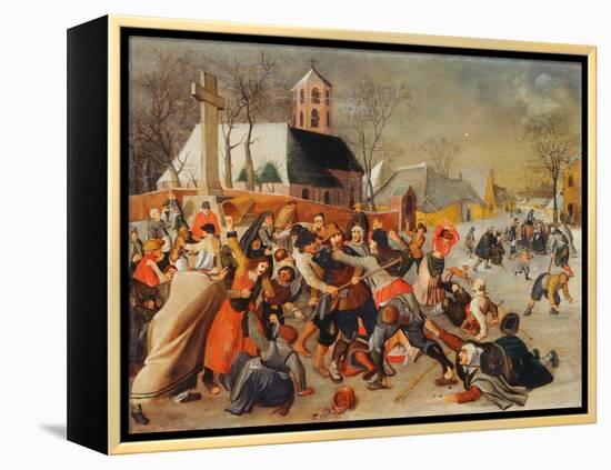 A Village Brawl (Oil on Panel)-Sebastian Vrancx-Framed Premier Image Canvas