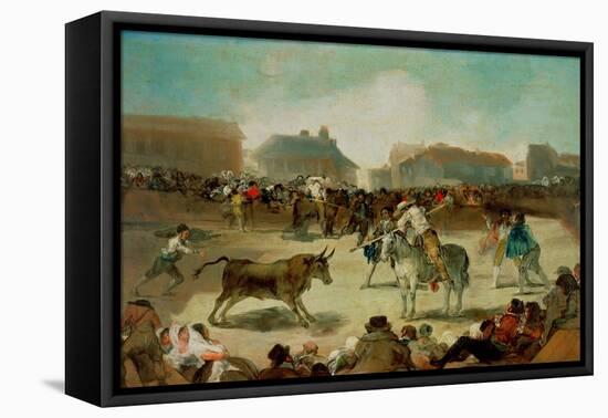 A Village Bullfight - Goya, Francisco, De (1746-1828) - 1812-1814 - Oil on Wood - 45X72 - Real Acad-Francisco Jose de Goya y Lucientes-Framed Premier Image Canvas