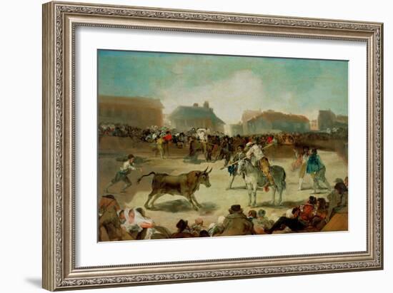 A Village Bullfight - Goya, Francisco, De (1746-1828) - 1812-1814 - Oil on Wood - 45X72 - Real Acad-Francisco Jose de Goya y Lucientes-Framed Giclee Print