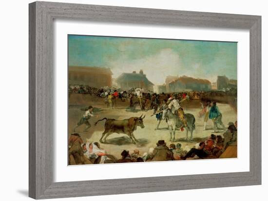 A Village Bullfight - Goya, Francisco, De (1746-1828) - 1812-1814 - Oil on Wood - 45X72 - Real Acad-Francisco Jose de Goya y Lucientes-Framed Giclee Print