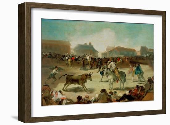 A Village Bullfight - Goya, Francisco, De (1746-1828) - 1812-1814 - Oil on Wood - 45X72 - Real Acad-Francisco Jose de Goya y Lucientes-Framed Giclee Print