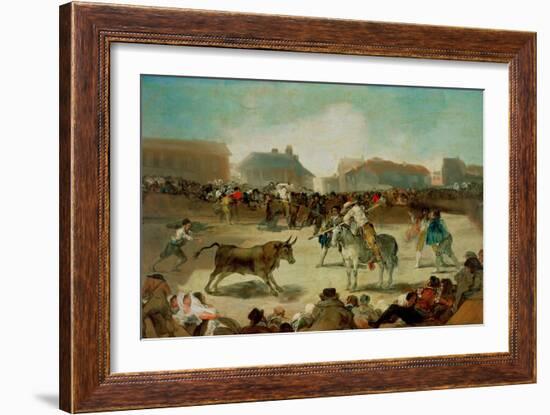 A Village Bullfight - Goya, Francisco, De (1746-1828) - 1812-1814 - Oil on Wood - 45X72 - Real Acad-Francisco Jose de Goya y Lucientes-Framed Giclee Print