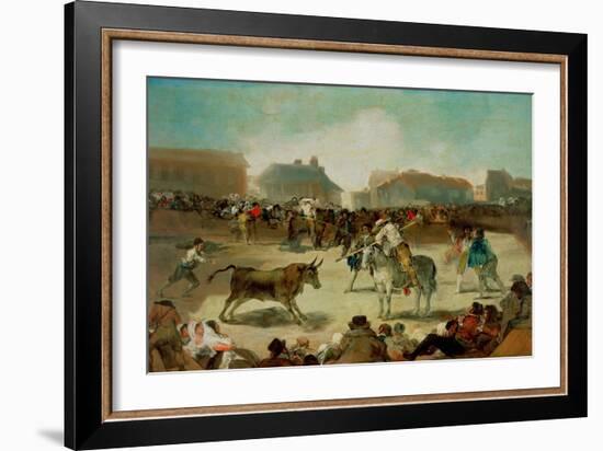 A Village Bullfight - Goya, Francisco, De (1746-1828) - 1812-1814 - Oil on Wood - 45X72 - Real Acad-Francisco Jose de Goya y Lucientes-Framed Giclee Print