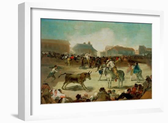 A Village Bullfight - Goya, Francisco, De (1746-1828) - 1812-1814 - Oil on Wood - 45X72 - Real Acad-Francisco Jose de Goya y Lucientes-Framed Giclee Print