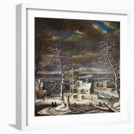 A Village in Winter with Figures on the Ice-Gerard van Edema-Framed Giclee Print