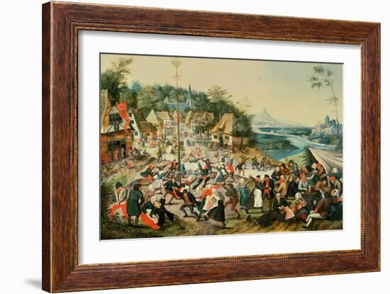 A Village Kermesse and Peasants Dancing Round a Maypole-Pieter Brueghel the Younger-Framed Giclee Print