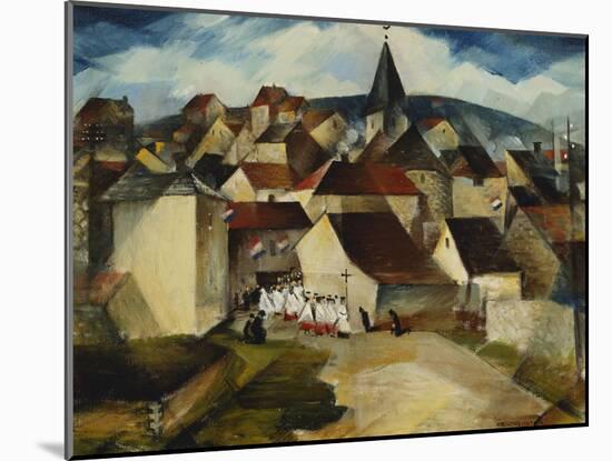 A Village Procession, France, C.1923-Christopher Richard Wynne Nevinson-Mounted Giclee Print