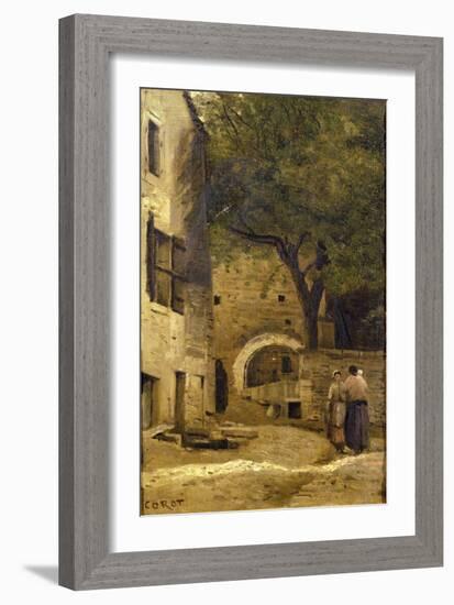 A Village Scene-Jean-Baptiste-Camille Corot-Framed Giclee Print