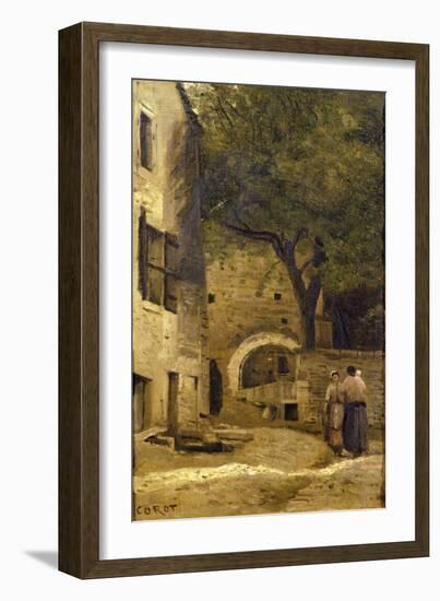 A Village Scene-Jean-Baptiste-Camille Corot-Framed Giclee Print