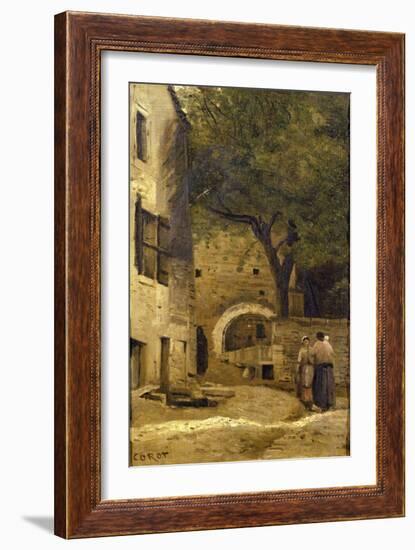 A Village Scene-Jean-Baptiste-Camille Corot-Framed Giclee Print