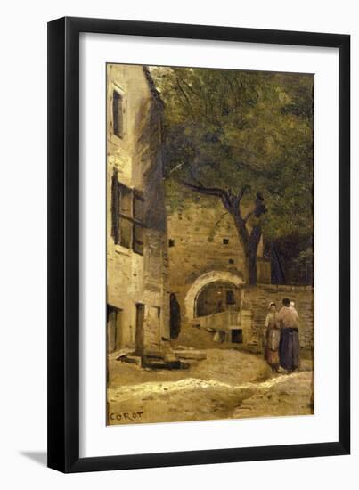 A Village Scene-Jean-Baptiste-Camille Corot-Framed Giclee Print