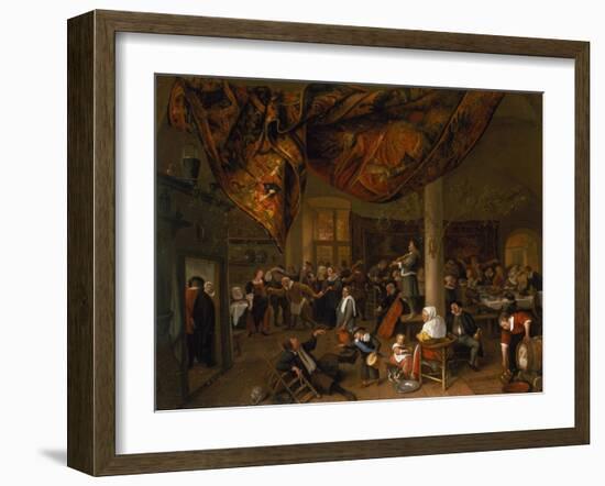 A Village Wedding Feast with Revellers and a Dancing Party, 1671-Jan Havicksz. Steen-Framed Giclee Print