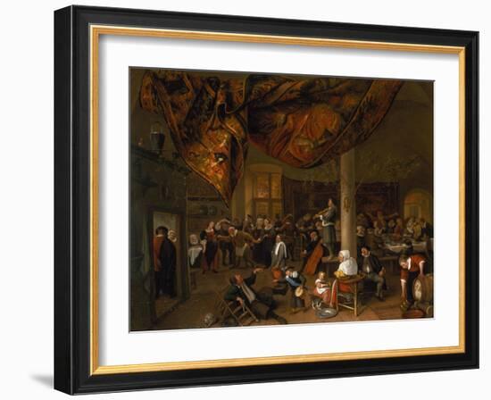 A Village Wedding Feast with Revellers and a Dancing Party, 1671-Jan Havicksz. Steen-Framed Giclee Print