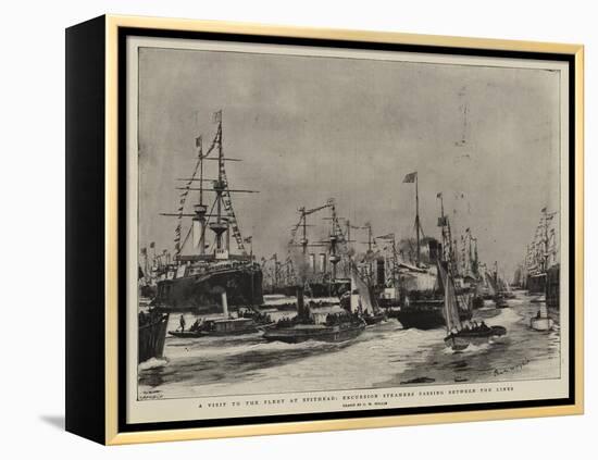 A Visit to the Fleet at Spithead, Excursion Steamers Passing Between the Lines-Charles William Wyllie-Framed Premier Image Canvas