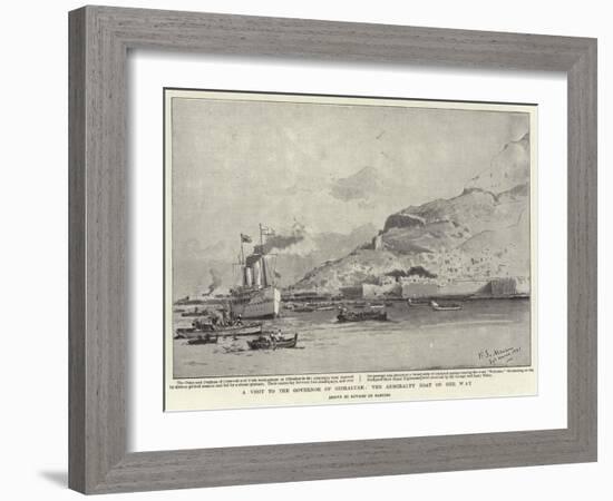 A Visit to the Governor of Gibraltar, the Admiralty Boat on Her Way-Eduardo de Martino-Framed Giclee Print