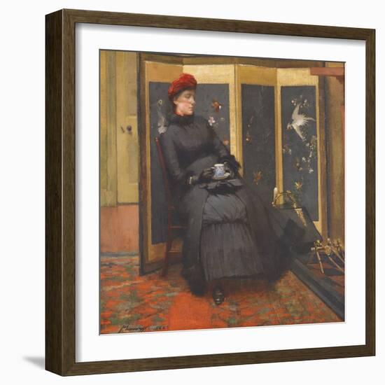 A Visitor, 1885 (Oil on Canvas)-John Lavery-Framed Giclee Print