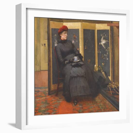 A Visitor, 1885 (Oil on Canvas)-John Lavery-Framed Giclee Print