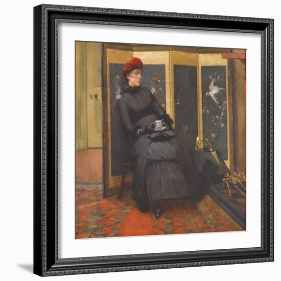A Visitor, 1885 (Oil on Canvas)-John Lavery-Framed Giclee Print