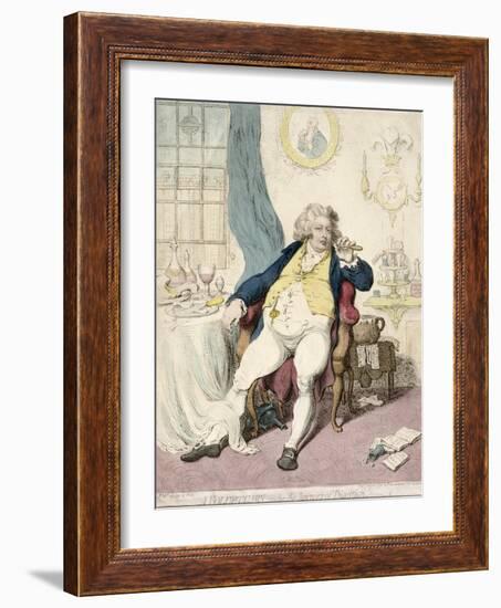 A Voluptuary under the Horrors of Digestion, Published by Hannah Humphrey in 1792-James Gillray-Framed Giclee Print