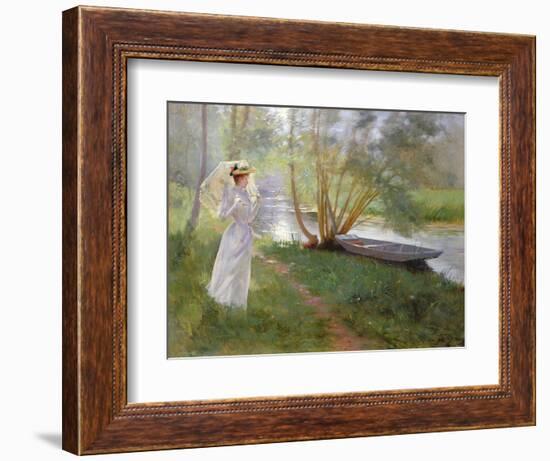 A Walk by the River, 1890-Pierre Andre Brouillet-Framed Premium Giclee Print