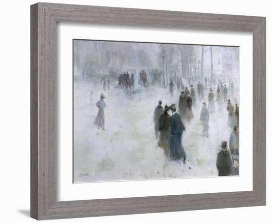 A Walk in the Snow-Lucien Frank-Framed Giclee Print