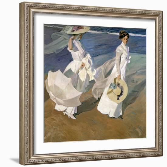 A Walk on the Beach, 1909-Joaqu?n Sorolla y Bastida-Framed Giclee Print