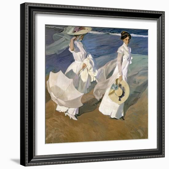 A Walk on the Beach, 1909-Joaqu?n Sorolla y Bastida-Framed Giclee Print