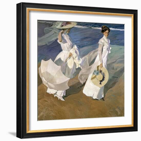 A Walk on the Beach, 1909-Joaqu?n Sorolla y Bastida-Framed Giclee Print