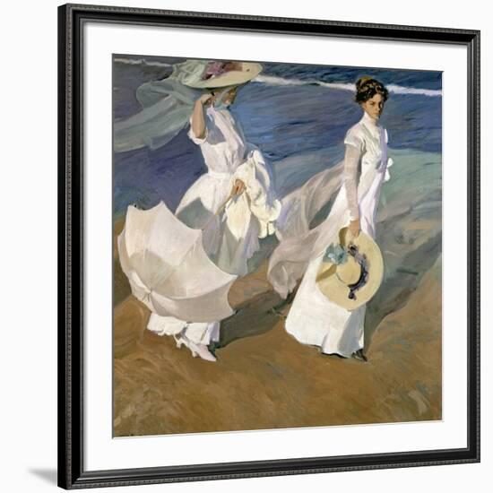 A Walk on the Beach, 1909-Joaqu?n Sorolla y Bastida-Framed Giclee Print