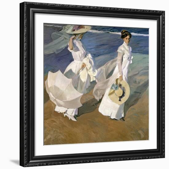 A Walk on the Beach, 1909-Joaqu?n Sorolla y Bastida-Framed Giclee Print