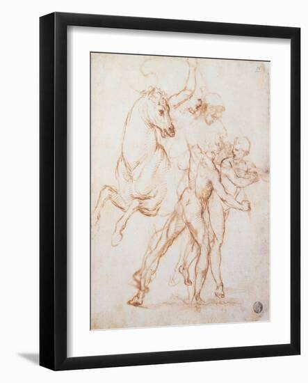 A Warrior Riding a Horse and Fighting Against Two Nude Standing Figures-Sanzio Raffaello-Framed Giclee Print